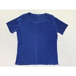 Women's L Large Crew Neck Short Sleeve T-Shirt Blue